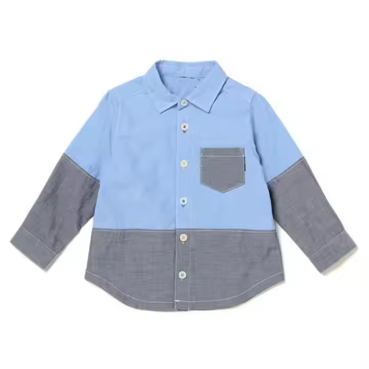 100% cotton fashion woven shirt for boys, blocked stirpes shirt