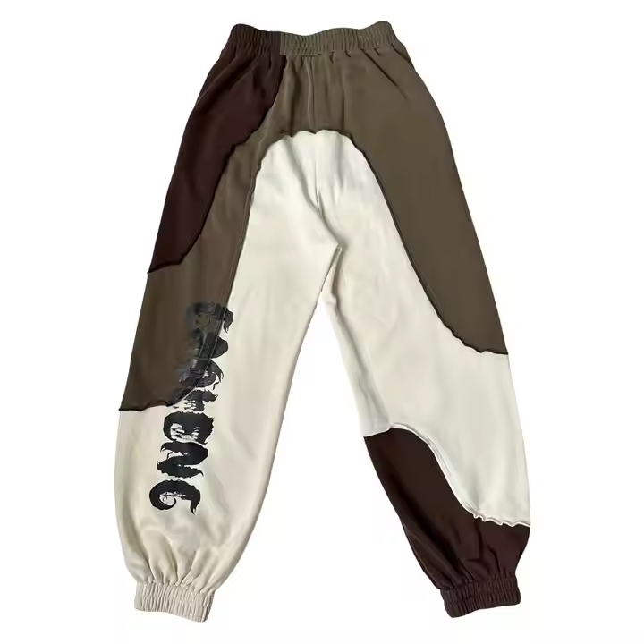 Children Girls Pants Fashionable Jeans Contrast Color Casual Style Printing Trousers With Brown White Black Elastic Band