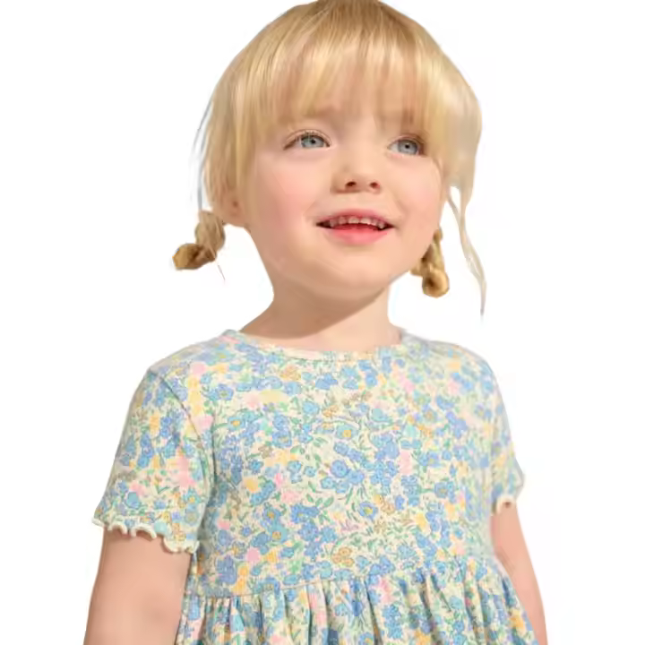 Wholesale Summer Cotton Boutique Flora Dress for Girls Elegant and Embroidery Trim Stylish Dress