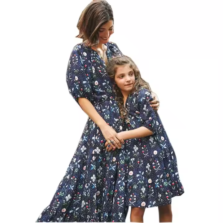 Adult Long Floral Dress Custom Mommy and Me Matching Dresses