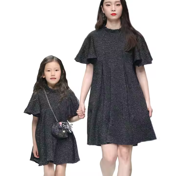 OEM Summer Tennis Dress for Mother & Daughter Casual Style Cotton Age Group Children