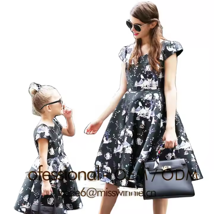 New Style Fashion Parent-child Children Clothing, Mother-daughter Short Sleeve Dress