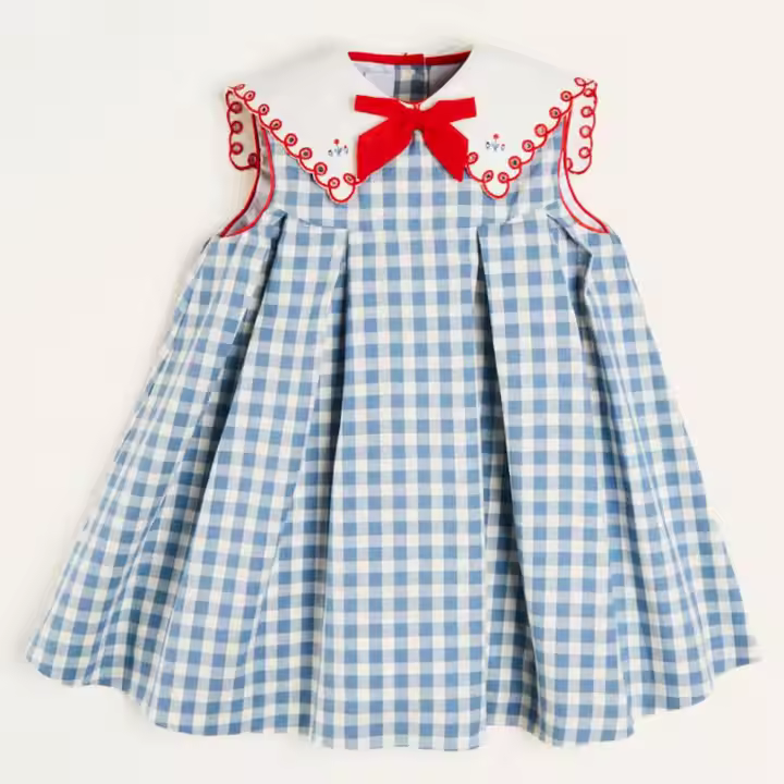 Blue Short Girl Dress Size 10 Formal Cotton Sleeveless Design Best Kid Dress for Summer Plain Dyed