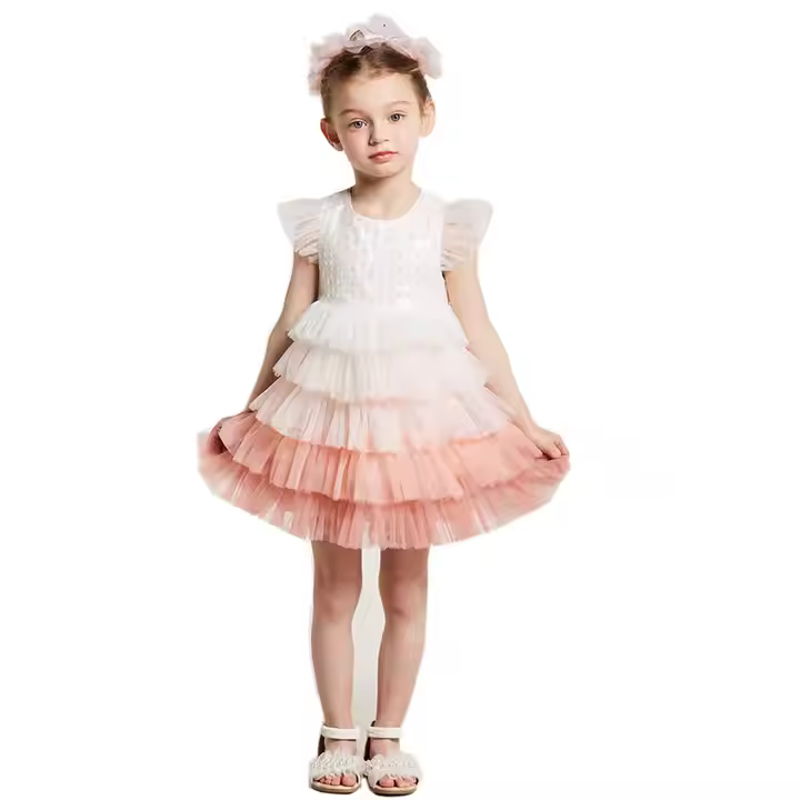 Children's Sequin 5 Tiers Princess Dress for Girls From 1 to 3 Years Old Birthday Party Sparkly Tutu Dress