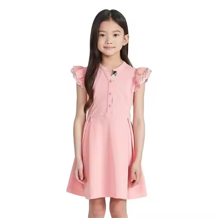 Sustainable Cotton Girl Dress for 8-Year-Old Teenagers XV Years Summer Sleeveless O-Neck With Flower Decoration