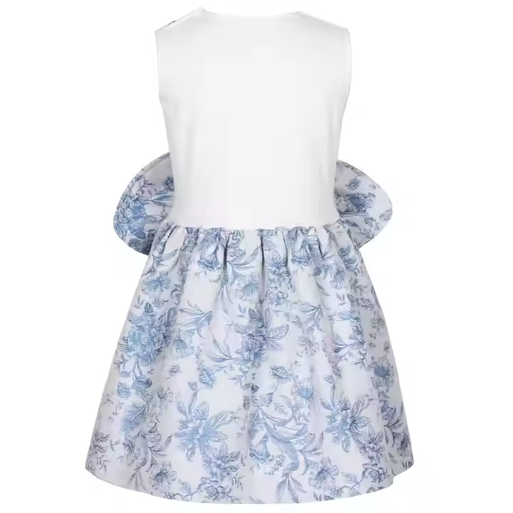 Floral A-Line Tutu Skirt for Girls Summer School Cotton Skirt With O-Neck and Sleeveless Design Sustainable OEM Service