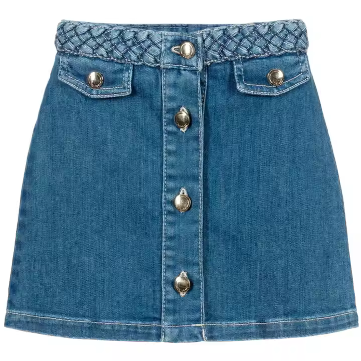 Women's Knee-Length Denim Mini Skirt Plain Dyed Jeans Skirt for Girls Baby Clothing