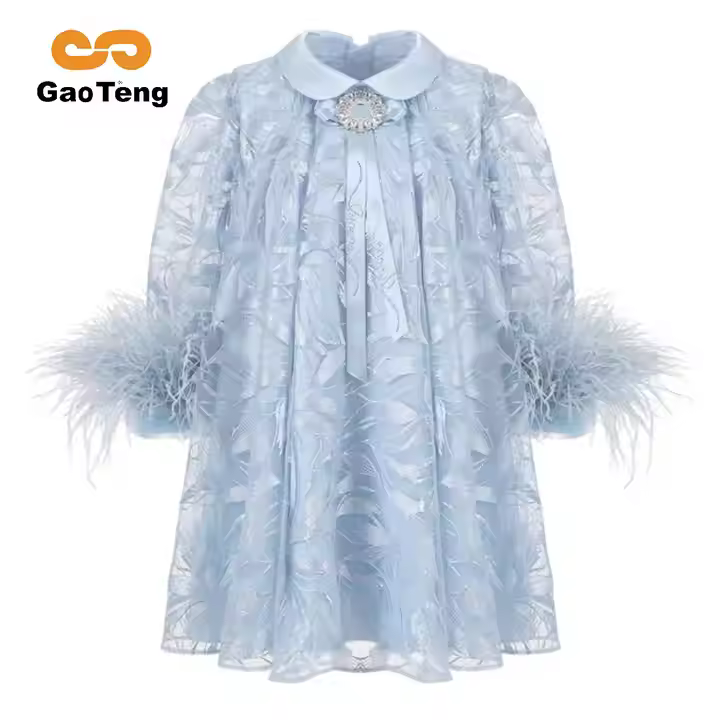 Wholesale ODM Floral Lace Dress for Girls Beautiful Princess Style for Spring Autumn Summer Parties Formal Floral Pattern