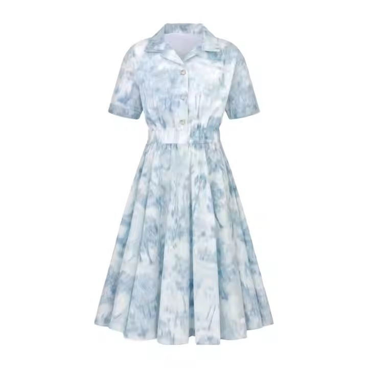 Beautiful Blue Floral Chiffon Girls Dress Formal Sleeveless Design for 15-Year-Old Teenagers for Summer Season
