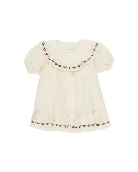 New Fashion Customized Your Own Label High Quality Crepe Fabric With Embroidery Dress Girl Children Clothes