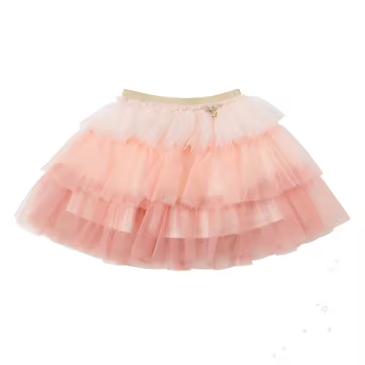 Vintage Pink Tutu Skirt With Lace Decoration Short Girls' Tweed Skirt Sweet Style for Children