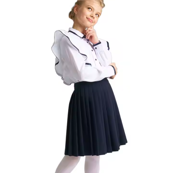 2025 Custom High Quality Short Skirt Solid Color A-line Pleated Skirt School Uniform Young Girls' Skirts