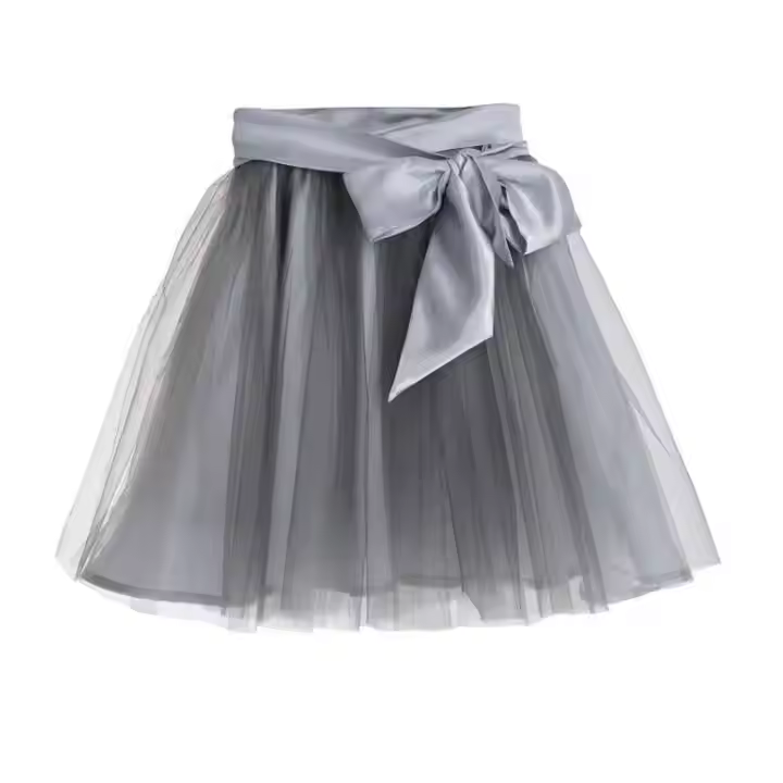 Luxury Belt Bow Design Ball Gown Girls Skirt Quality Tulle Breathable and Plus Size Fashion Brand Children's Puffy Skirt