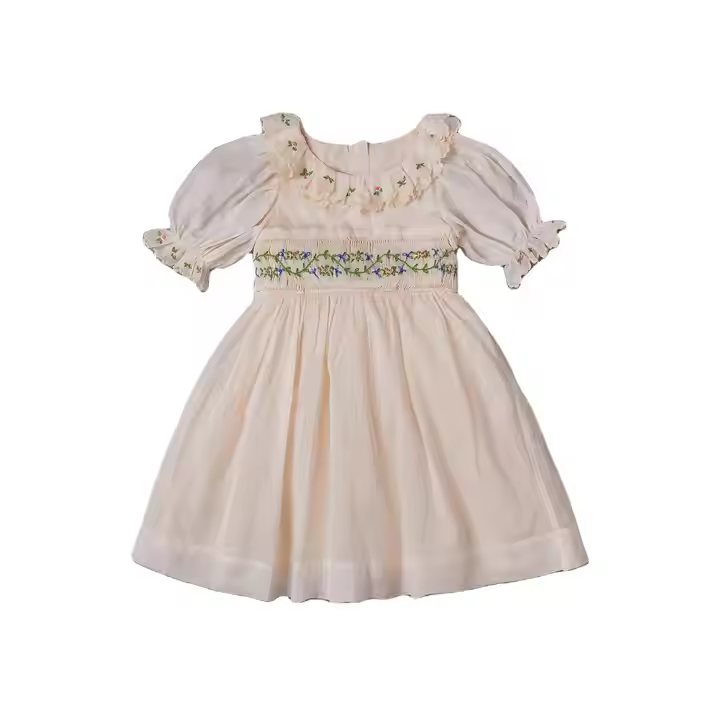 Customized Children Girl Kid Princess White Dress With Bow Tie