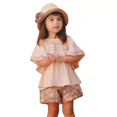 Summer New Style Poplin Pleated Blouse for Girls Toddler Girls Shirts Poplin Pleated Toddler Top Summer Toddler Shirt