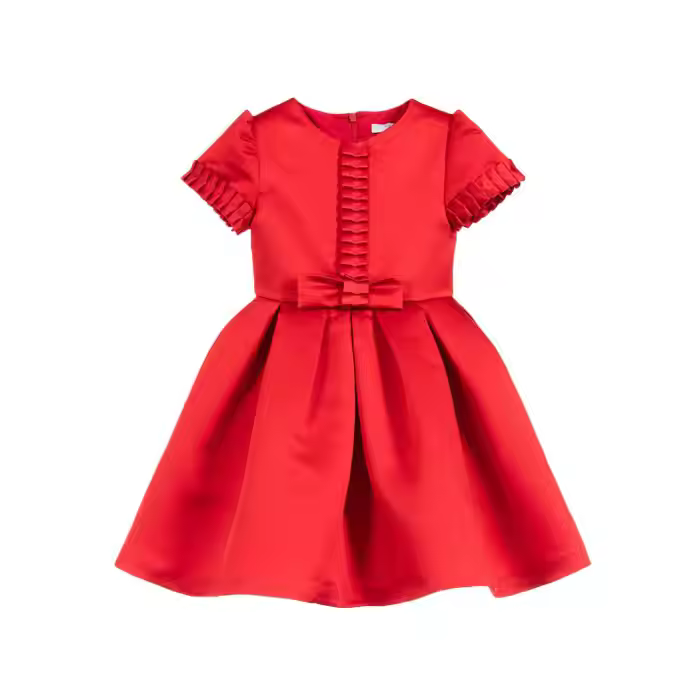 Custom Kids Girl Princess Dress Pleated Type Wedding Party Pure Pattern
