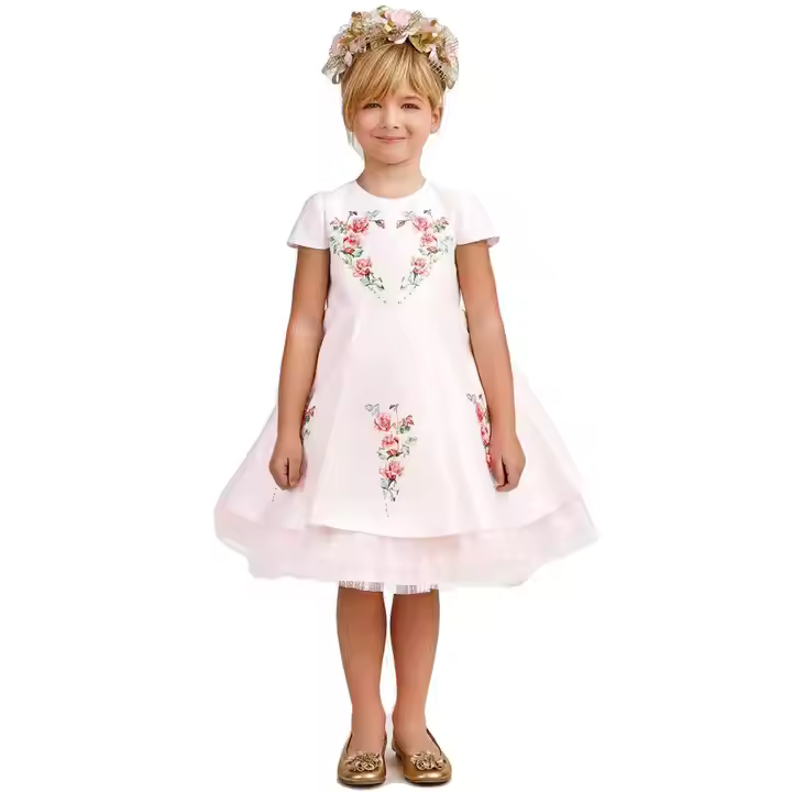 New Listed High End Design Custom Sweet Baby Dress White and pink Color Flower Girls' Bridesmaid Dresses