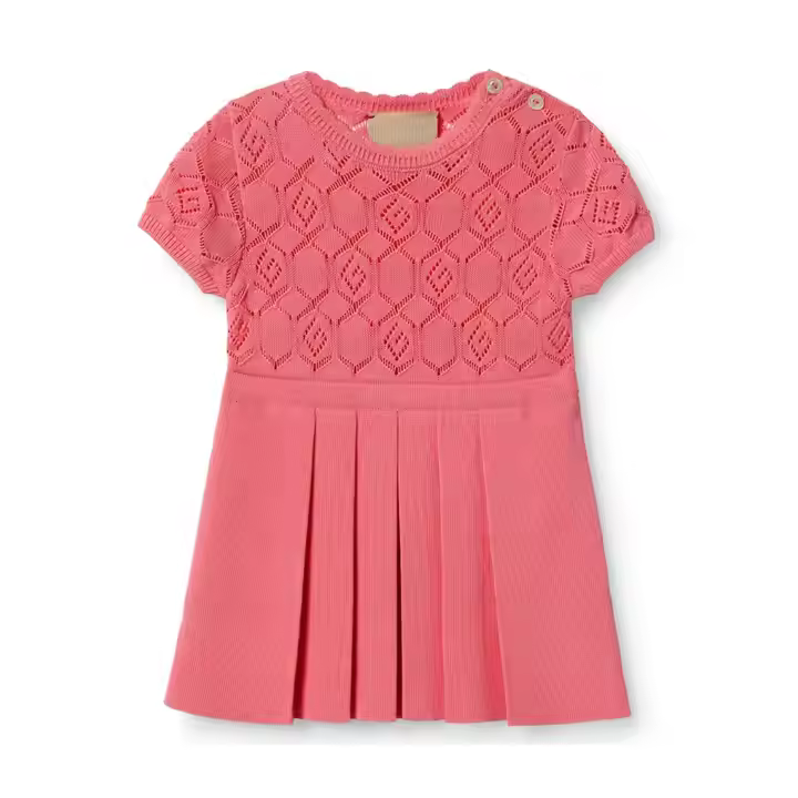 Elegant A-Line Summer Dress for 11-Year-Old Girls Sleeveless with O-Neck Crocheted Dot Pattern Knee-Length Tree Price