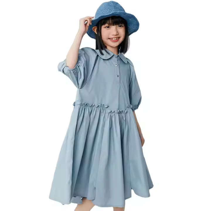 2025 Summer Sleeveless A-Line Girl Dress With Dot Pattern Crocheted O-Neck Design for Girls 12 Years Under ODM Supply Guangzhou