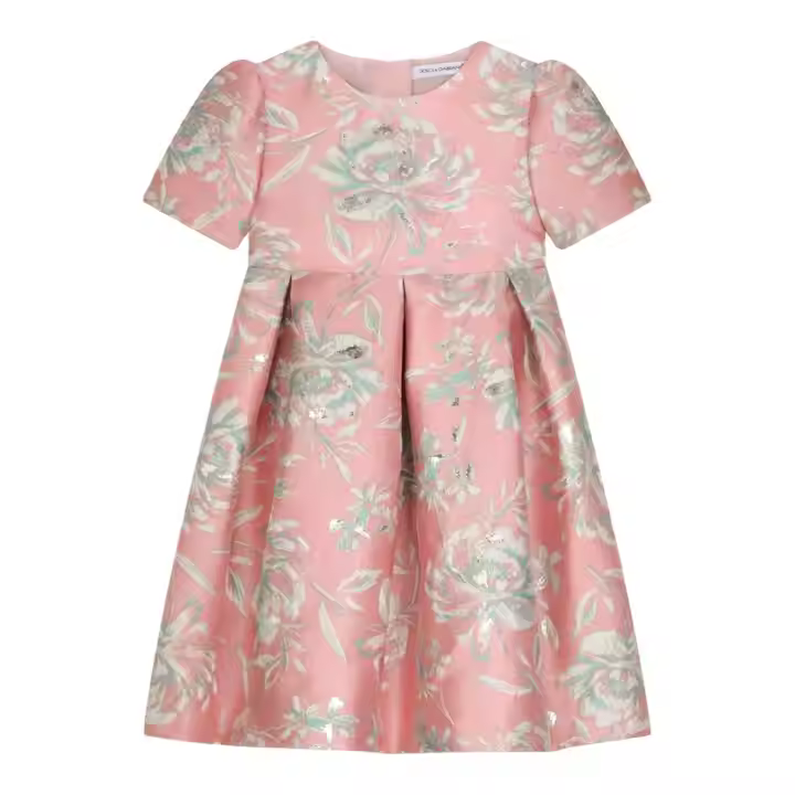 Girls' Sweet Peter Pan Collar Dress for Summer Autumn Parties Breathable Woven Fabric With Ribbon Decorations Sustainable ODM
