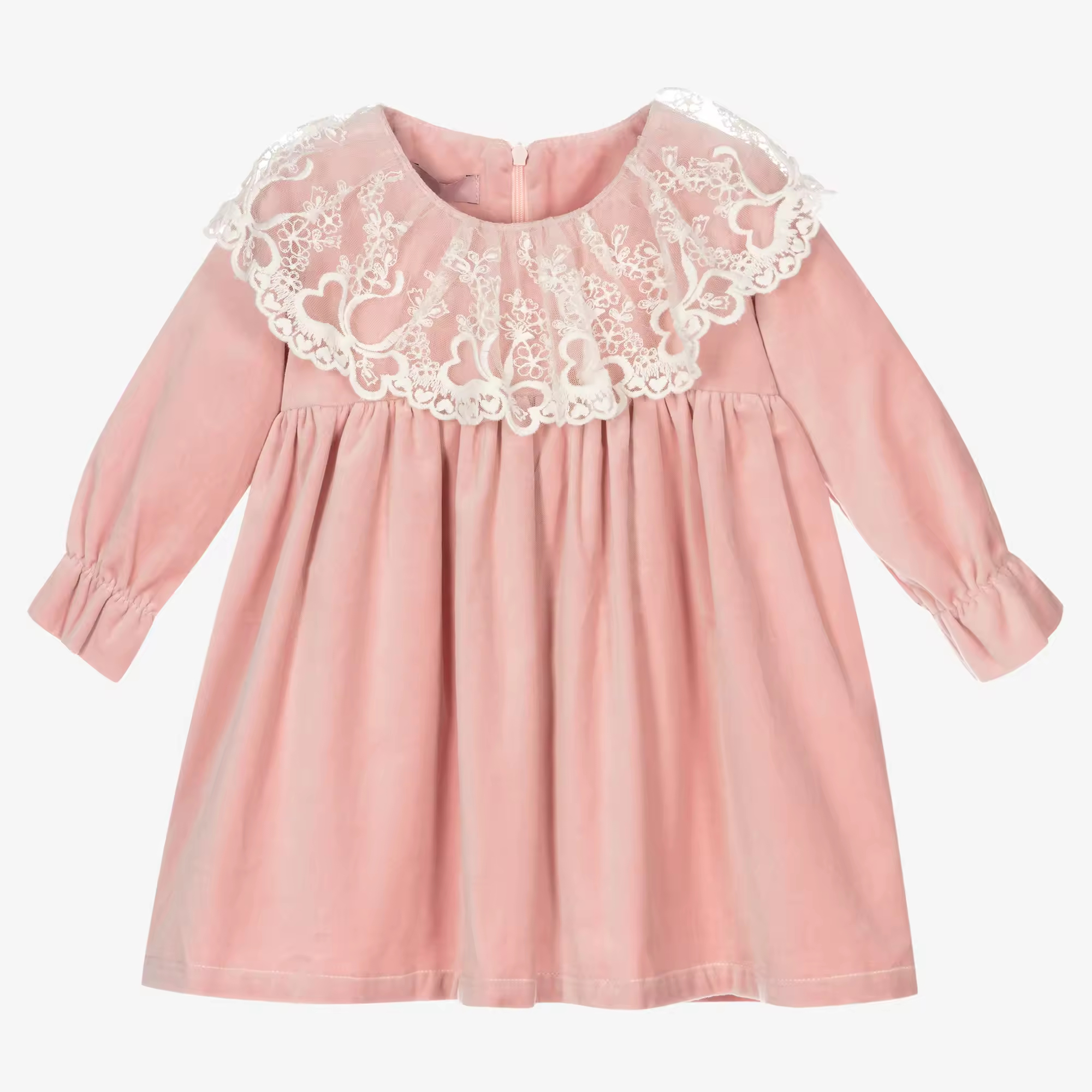 2024 Summer Fashion Denim Dress for Girls Kids Casual Solid Pink Short Sleeve With Ruffle Decoration Size OS (15+)