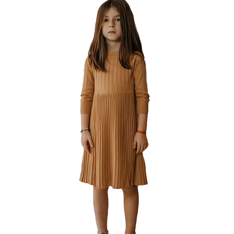 Kids Clothes Girls Autumn/winter Dress Children Frock Model Long Sleeve Woolen Dress for Girls