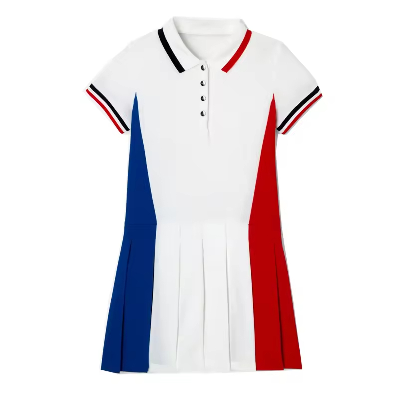 Fashion Sport School Uniform Cotton Comfortable Dresses Kids Pleated Skirt Pique Polo Dress for Children's Uniform Polo Dresses