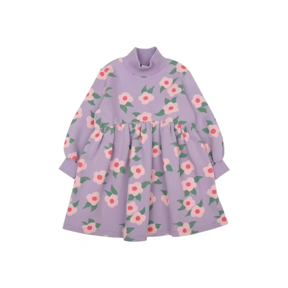 Girls Dresses 212 Young Children's Clothing With Floral Pattern O-Neck Collar Plus Size Sustainable Floral Print for Summer