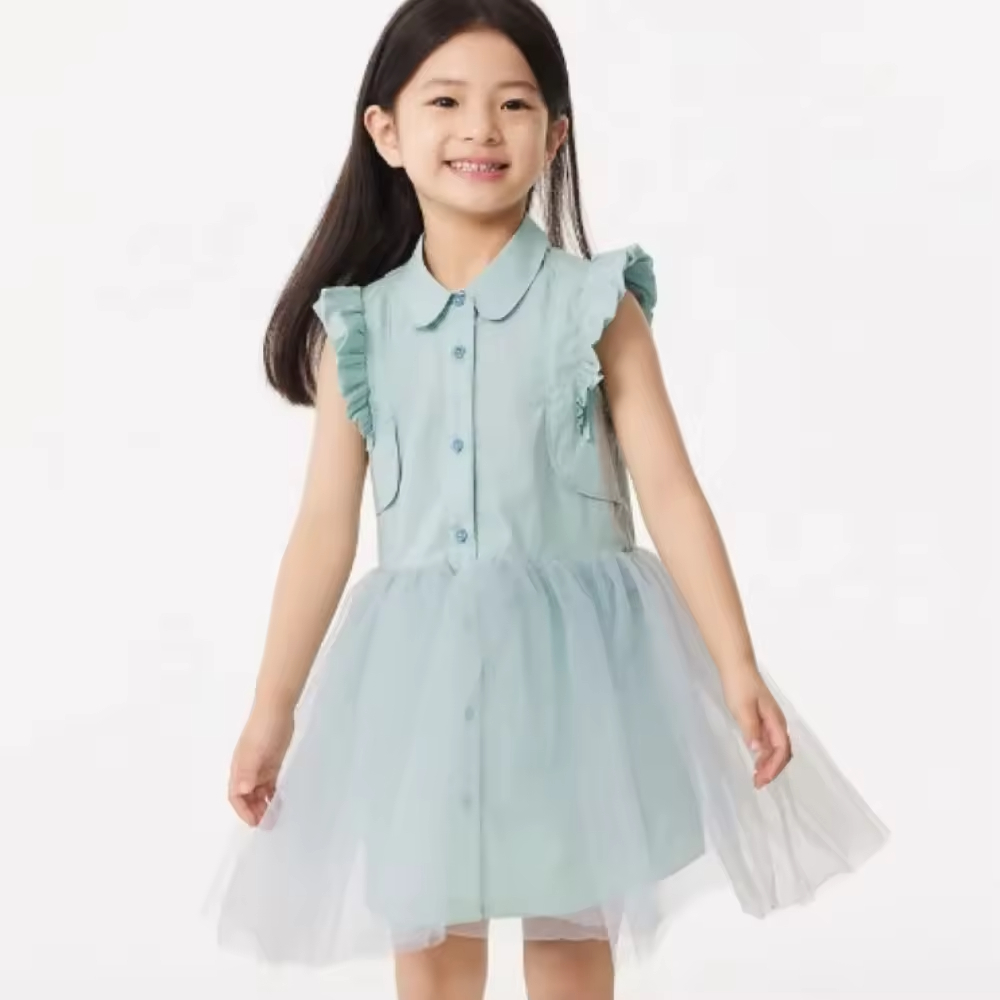 Floral Pattern Summer Dress for Kids & Girls Aged 2 to 14 Years Plus Size O-Neck Baby Dress Sustainable & Age-Appropriate