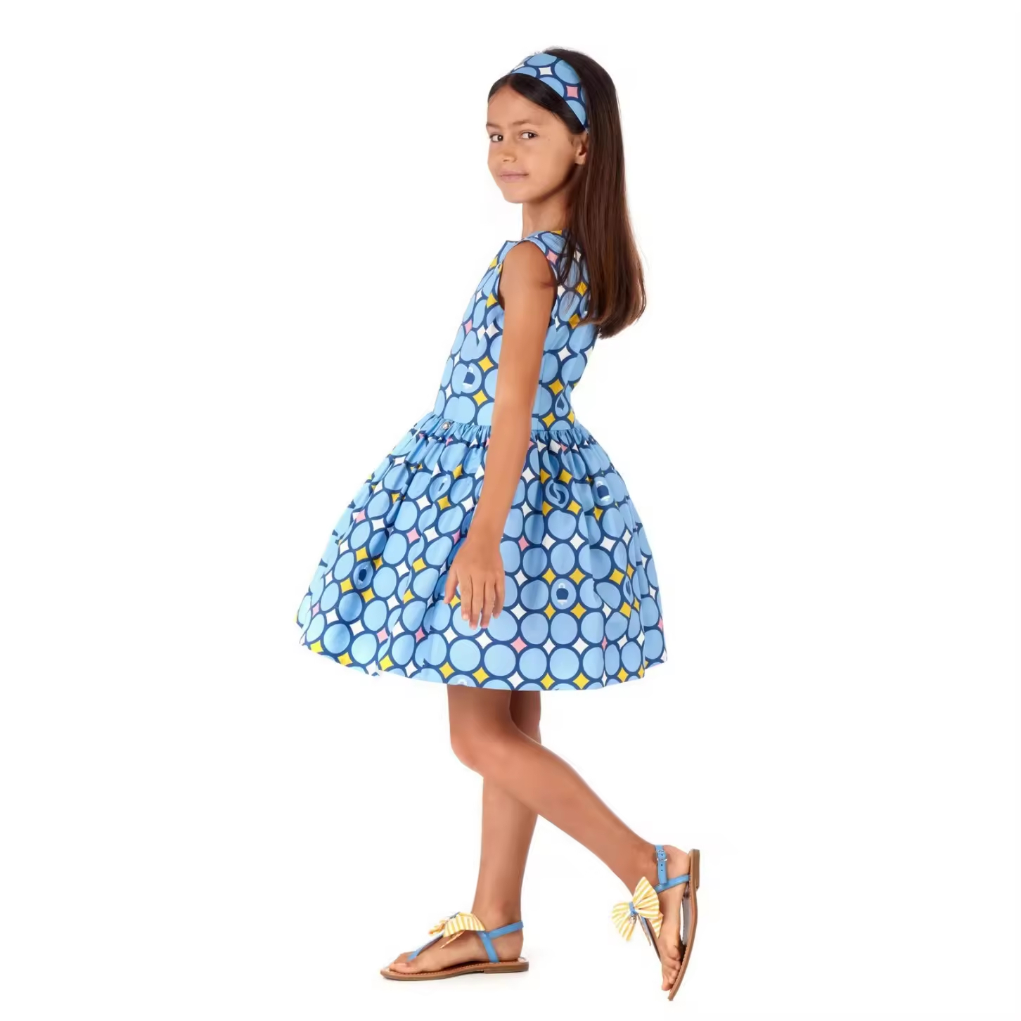 Customized Dressy Fashion Allover Print Girls Summer Clothing Set New Style Girl Dress Boutique Brand Girl Dress Summer