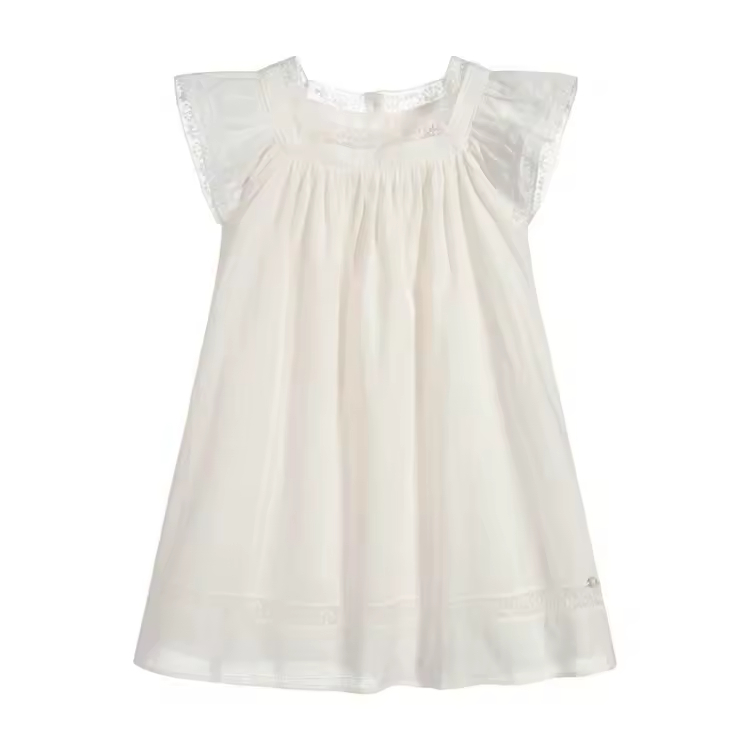 Pure Pattern Knitted Fabric Casual Style Girls' Knee-Length Summer Dresses-for Children Made in China